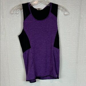 Second Skin Overalls Purple and Black Tank Top